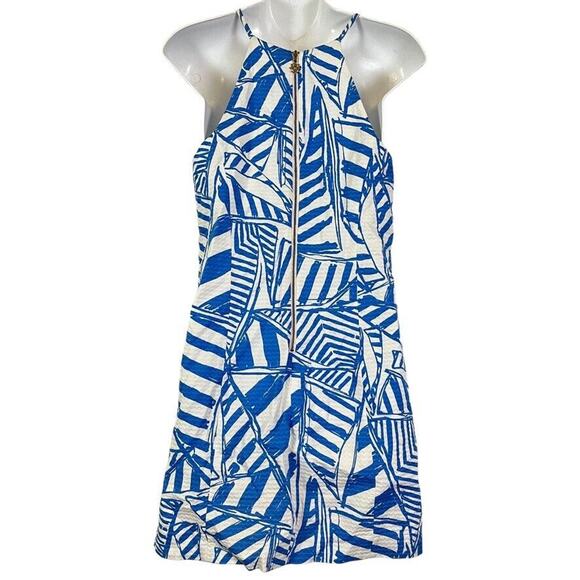Lilly Pulitzer Annabelle Shift Blue Nautical Mini Sleeveless 100% Cotton Dress 4 - Picture 14 of 16